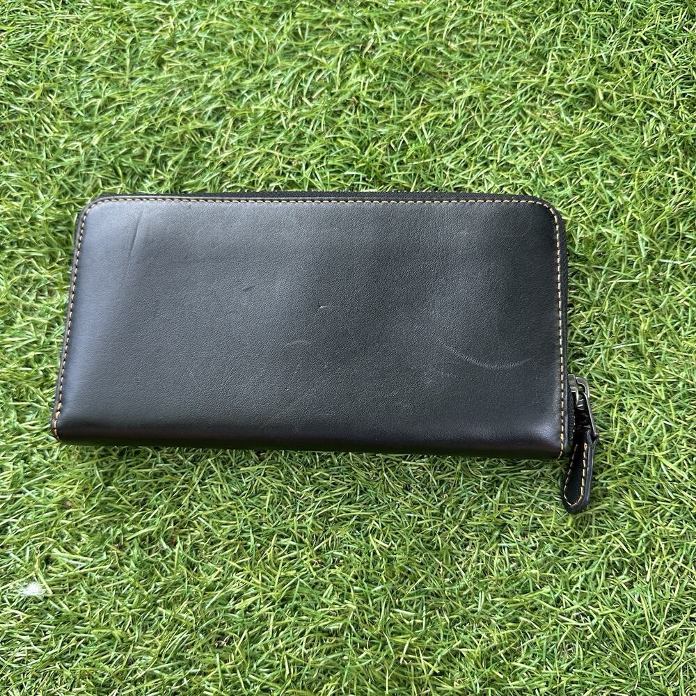 Coach Wallet Coupe Car Accordion Leather Zip Around Clutch Black Sequin - Picture 2 of 9